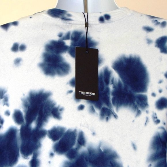 NWT MEN'S TRUE RELIGION BUDDHA RLGN Premium Fleece Sweatshirt  Tie Dye Blue XL - Picture 5 of 5